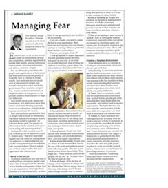 Executive Excellence, Managing Fear